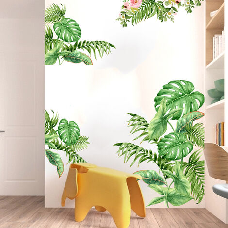 1pc Sticker Mural Feuilles Vertes Plantes, Feuilles Plantes Autocollant  Décoratifs, Sticker Mural Plante pour Salon Bureau