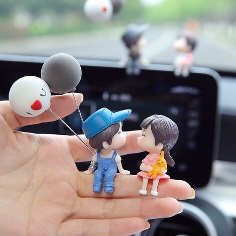 Décoration de voiture mignon dessin animé Couples figurine Figurines ballon  ornement Auto intérieur tableau de bord accessoires pour filles