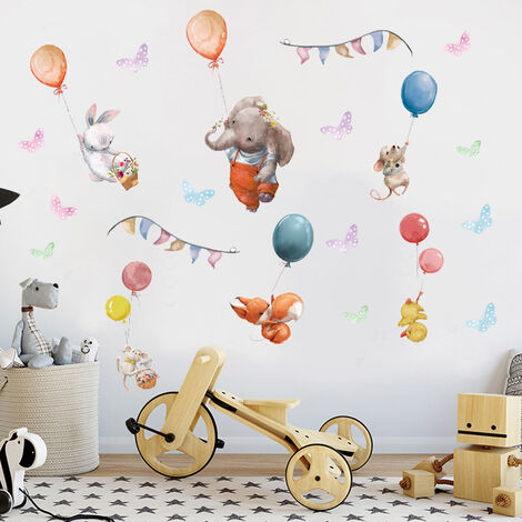 Stickers chambre bébé, stickers muraux enfants, autocollant lapin, animaux,  ballon -  France