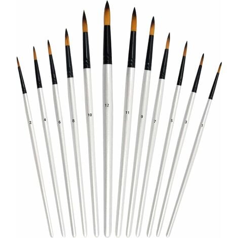 12 Pièces Pinceaux Peinture Professionnels pour Acrylique Huile