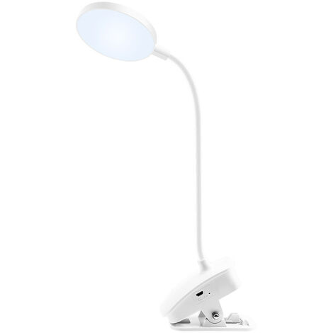 Lampe de Bureau LED sans Fil Rechargeable, 3 Couleur et 3 Intensité  Réglables, Lampe de Chevet Tactile avec Pince pour Enfants, 28 LEDs,  Portable