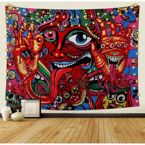 Toile Murale Tissu Champignon - Tapisserie Murale Crâne Tenture  Psychedelique Et Lumière Noire Tapis Mural Motif Hippie Réac[x914] -  Cdiscount Maison