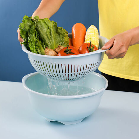 Acheter Panier de vidange empilable, bassin à fruits à Double couche, panier  de lavage de légumes pratique, cuisine