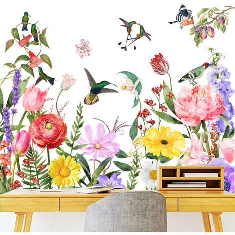 Un lot de Stickers Muraux plantes oiseaux fleurs Autocollant Mural