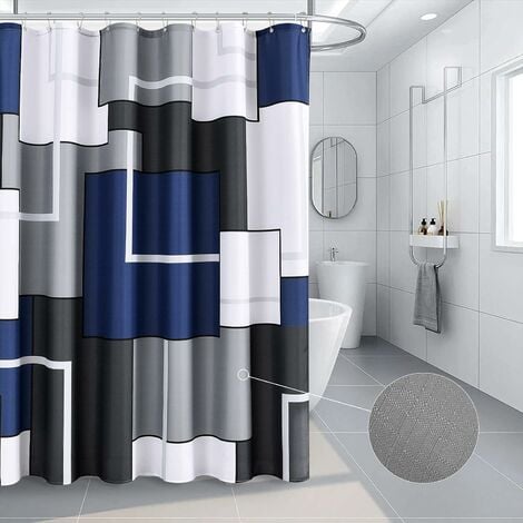 Rideau de douche bleu ensemble avec crochet rideau de douche bleu et blanc  tissu de salle de bain rideau de douche gris rideau de douche géométrie  abstraite rideau de douche décoration rideau
