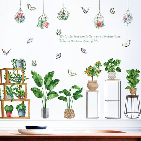 Acheter Bricolage Stickers muraux décor à la maison Pot de fleur en Pot  papillon cuisine fenêtre verre salle de bain décalcomanies étanche