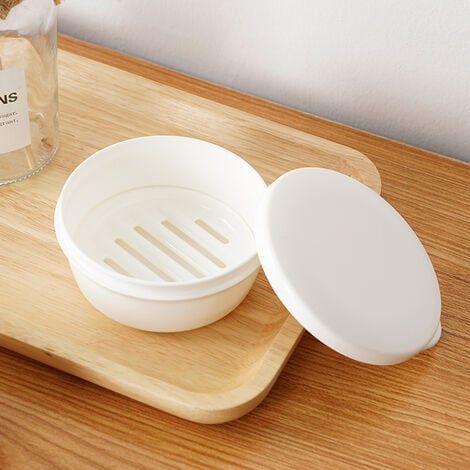 Boîte transparente ronde de savon en plastique, support d'éponge pour la  maison, salle de bains