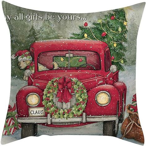 4 Pièces Housse de Coussin Noel 60x60 CM , Père Noël nain Coussin Taie d' oreiller, Taie d'oreiller Lin Noël, Noël Taie d'oreiller Decoration,  Christmas Pillow Cover, Taie d'oreiller Noël Décorative : 