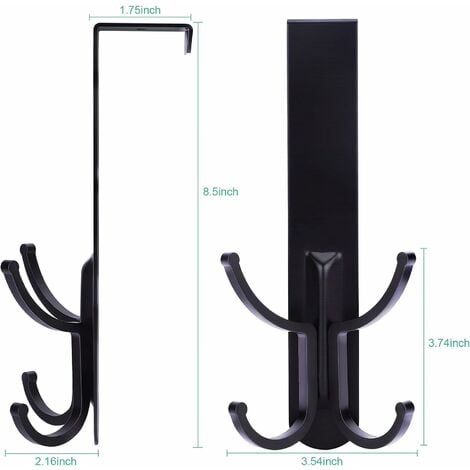 Support à suspendre au-dessus de la porte avec 10 crochet, finition nickel  noir. Colour: black, Fr