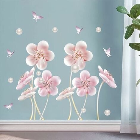 Stickers fleurs roses amies des papillons – Stickers STICKERS NATURE Fleurs  - Ambiance-sticker
