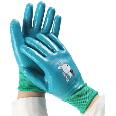 Acheter 10 paires de gants de travail de sécurité pour enfants, gants de  protection en Nitrile de 5 à 12 ans