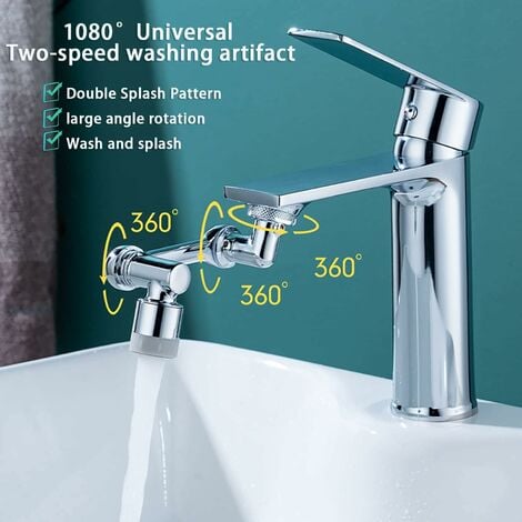 Rallonge de robinet universelle pivotante, 1080° Grand angle  anti-éclaboussures Filtre de robinet Aérateur pivotant