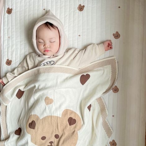 Lot de 5 couvertures polaire pour bébé - 75 x 100 cm - Beige