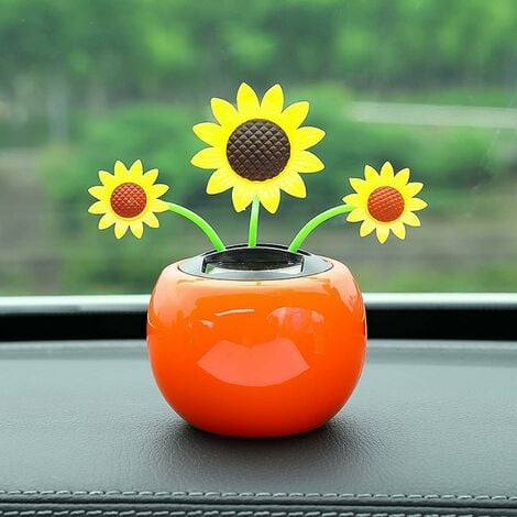 Tournesol dansant solaire, abeille alimentée, insecte fleur à rabat mignon  pour décoration de voiture fleurs balançoires
