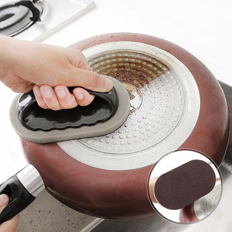 2pcs éponge émeri brosse de pot de cuisine avec poignée, outil de nettoyage  de la rouille évier pot vaisselle épurateur salle de bain décontamination  brosse de nettoyage