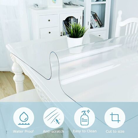 Protecteur de table rond transparent pour tables de salle à manger, sans  odeur, épaisseur de 2 mm, nappe en PVC transparent, imperméable, taille