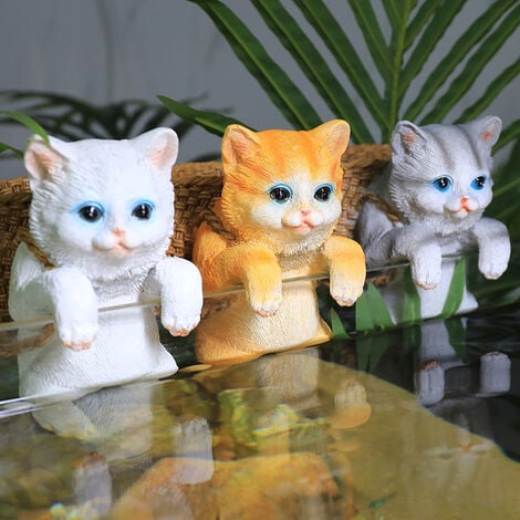 Lot de 3pcs Petit Chat Miniature Figurine en résine, Accessoire de jardin  Bricolage pour Décor,1219cm