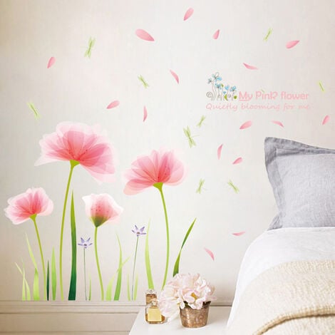 Un lot de stickers muraux fleurs roses autocollant sticker mural créatif  pour salon chambre bureau cuisine