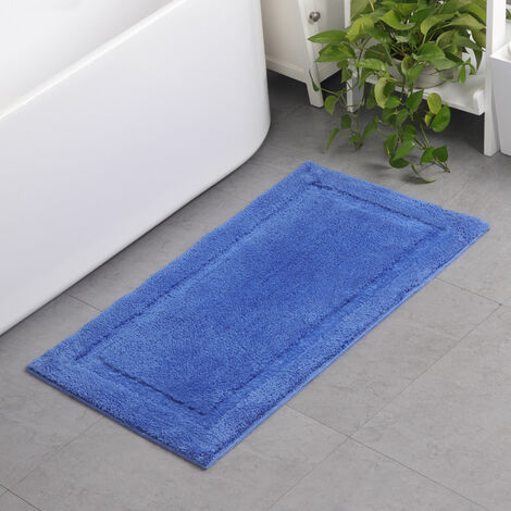 Tapis de Bain Antidérapant Tapis de Cuisine Tapis Salle de Bain Moelleux  Tapis de Douche en Microfibre Douce, Séchage Rapide-50 x 80cm（Bleu）