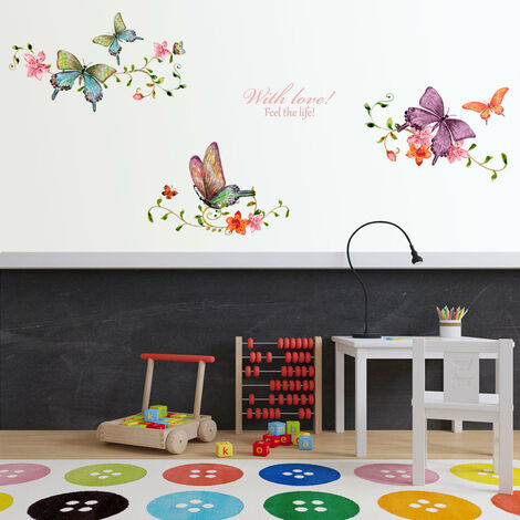 Un lot de Stickers Muraux Art Mural fleurs mignonnes sticker en PVC pour  Décoration Salon Chambre Chambre d'enfants Cuisine