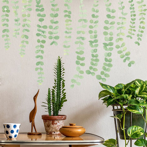 Autocollants Muraux 3D Imitation Plante Verte en Pot, Décoration