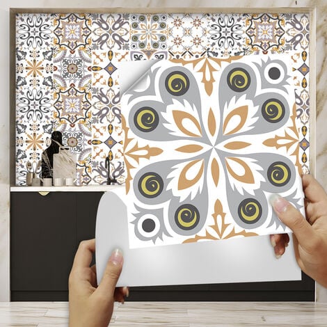 Sticker Carrelage adhésif mural - Autocollant Stickers - Carreaux de ciment  Cuisine et Salle de Bain/Stickers carrelage/Design Carreaux Portugais -  20x20 cm (40 piéces) : : Cuisine et Maison