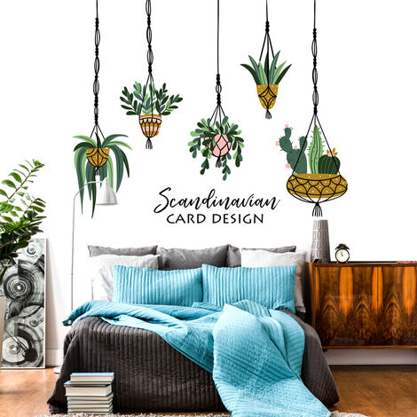 Stickers Mural Style Nordic Plantes Suspendues