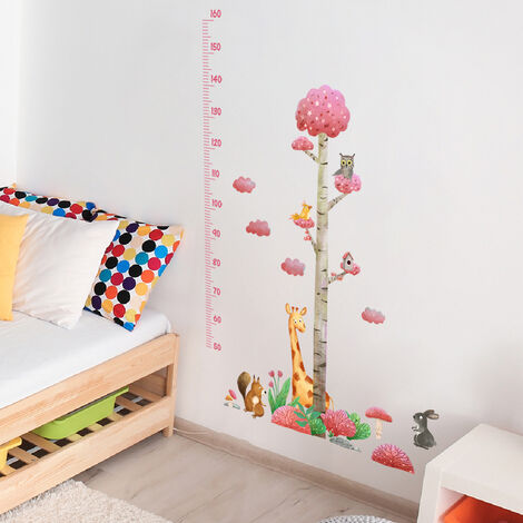 Nouvelle couleur forêt animal arbre hauteur autocollant stickers muraux  chambre d'enfant maternelle créatif décoratif stickers