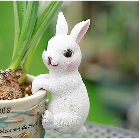Statue de lapin floqué de jardin - Figurines de lapin en mousse de Pâques,  animal de gazon artificiel, vert respectueux de l'environnement imperméable  FRP, pour terrasse, pelouse, cour, Q : : Terrasse