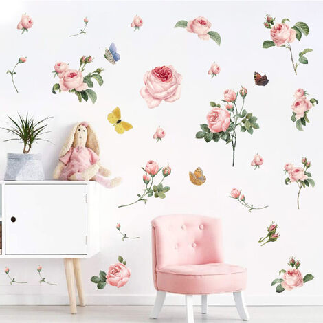 Sticker mural - Fleurs de pivoine / Rose rétro