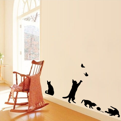 Sticker mural planche de 6 Chats design - MAISON - DÉCO - CADEAUX -  LOISIRS/LES 3 CHATS à la maison - Les 3 chats