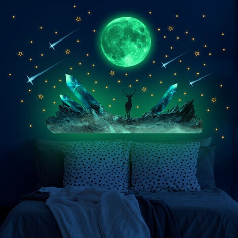 Lune météore étoile lumineuse stickers muraux chambre salon