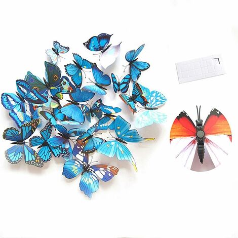 24PCS 3D Papillon Stickers Muraux Amovible Réfrigérateur Aimants