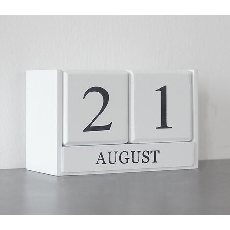 Bloc de calendrier, calendrier de bureau perpétuel en bois bloc de bois de  bureau calendrier perpétuel décoration de bureau à la maison, blanc
