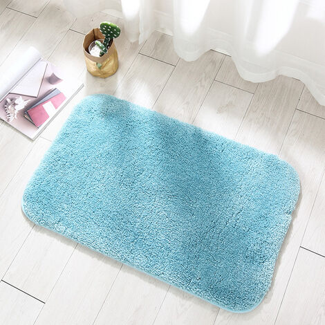 Tapis de Bain Antidérapant Tapis de Cuisine Tapis Salle de Bain Moelleux  Tapis de Douche en Microfibre Douce, Séchage Rapide-50 x 80cm（Bleu）