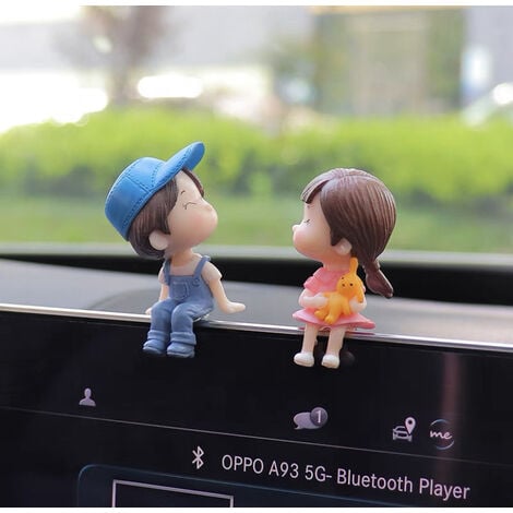 Décoration de voiture mignon dessin animé Couples figurine Figurines ballon  ornement Auto intérieur tableau de bord