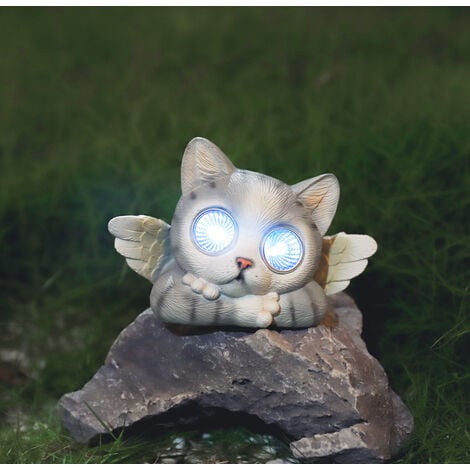 Lumières solaires à LED pour jardin, Statue d'animaux en chat