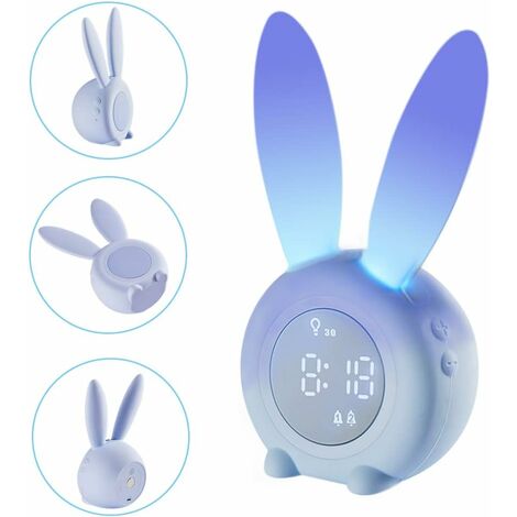 Réveil bleu pour enfants 1 pièce, veilleuse de chambre à coucher pour  filles garçons, 5 sonneries, contrôle tactile et fonction Snooze  rechargeable