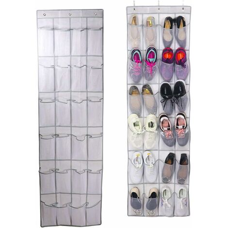 24 Poches Porte-Chaussures à Suspendre, Noir Range-Chaussures à Suspendre  sur Porte, 55 x160 cm Rangement Chaussures de Porte avec 4 Crochets :  : Cuisine et Maison