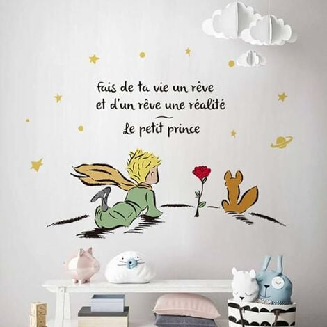 Autocollant Mural Le Petit Prince Stickers Muraux Citations Fais de ta Vie  Un rêve Décoration Murale