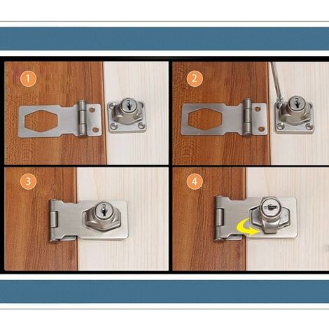 Verrou Porte Avec Clef 2pcs, Moraillon Loquet de Porte Cadenas et