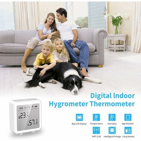 Thermomètre hygromètre Smart WiFi + capteur température et d'humidité  Bluetooth avec rétroéclairage pour intérieur/extérieur