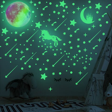 Lune étoile stickers Phosphorescents Glow in the dark pas cher 