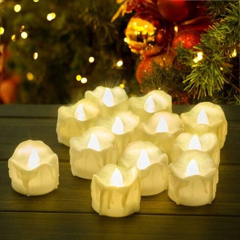 Bougies LED sans flamme, lampe à thé LED créative, lumière blanche chaude,  Halloween, mariage, décoration de Noël, 24 pièces - AliExpress
