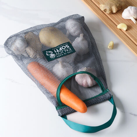 Sacs de rangement de légumes et de fruits suspendus pour la cuisine  respirant sac en filet réutilisable
