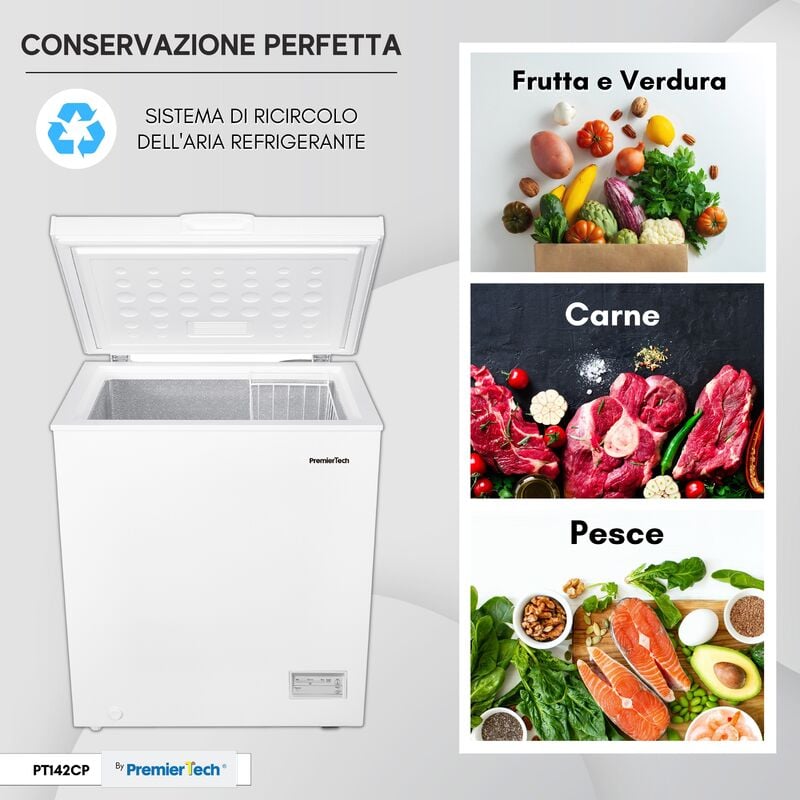 PremierTech PremierTech PT142CP Congelatore a Pozzetto da 142 Litri 4  Stelle **** Classe Energetica E