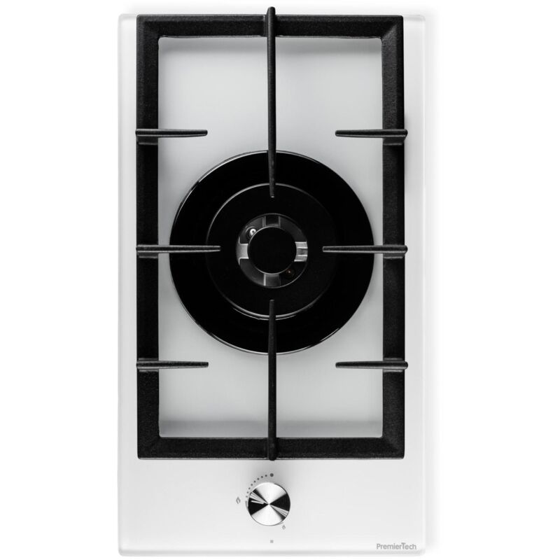 PremierTech PC301GW Piano Cottura a Gas 1 fuoco 30cm Vetro Bianco 1  bruciatore griglie in ghisa