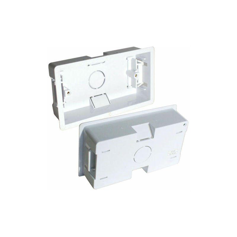35mm Deep Twin Plastic Dry Lining Back Box 1 Gang Wall Flush Mount Pattress