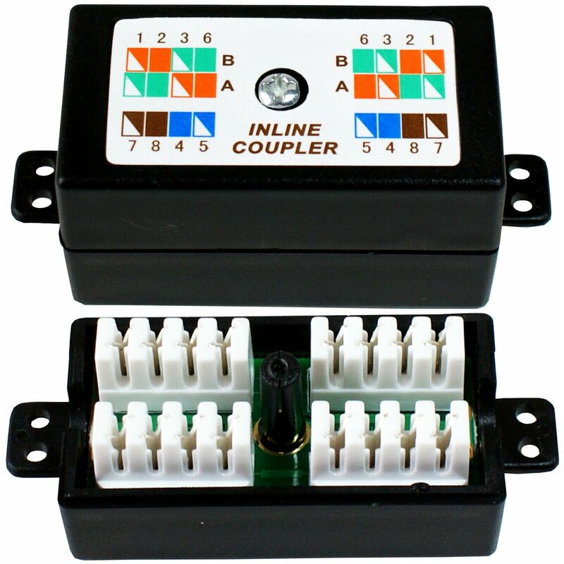 CAT5e IDC 4 Pair 8 Way Junction Box 8P8C Inline Cable Coupler Terminal
