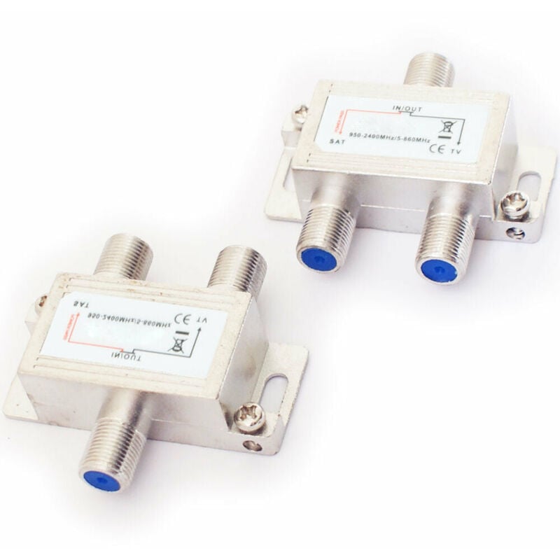 2 Way Port F Connector Diplexer TV Aerial & Satellite Signal Combiner